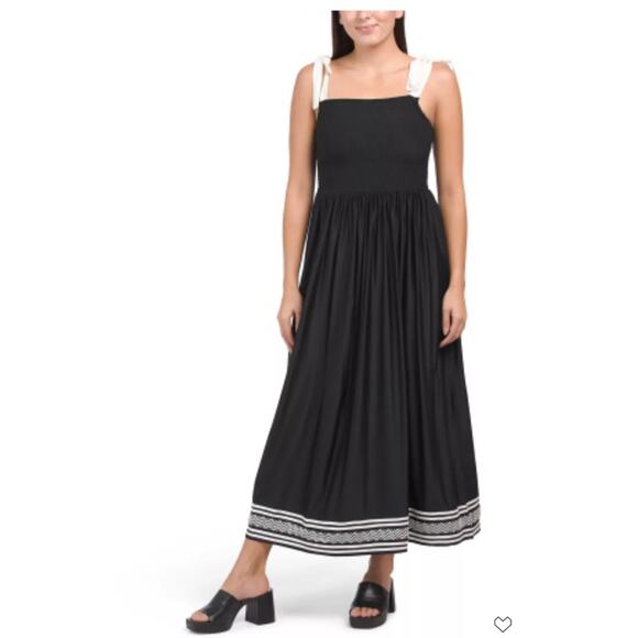 NEW Cabana Life Sanibel Embroidered Midi Maxi Dress Large Black Smocked Vacay - Picture 8 of 12